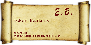 Ecker Beatrix névjegykártya